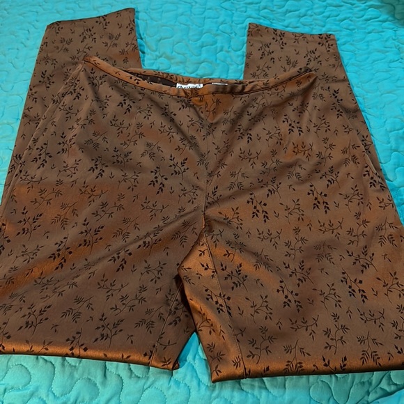 Elements Exclusively Spiegel Silk Skinny Dress Pants Velour Print Leaves Fall - Picture 4 of 6